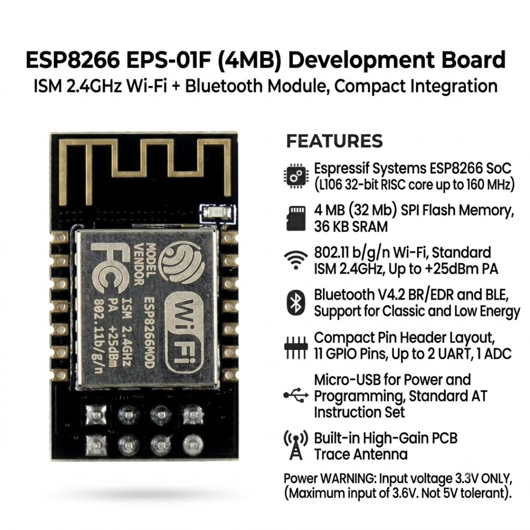 ESP8266 EPS-01F ( 4MB ) Development Board ISM 2.4GHz Bluetooth Module