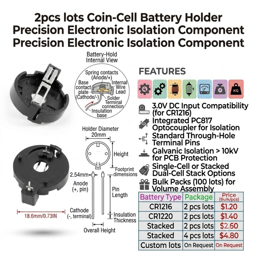 2pcs lots Coin-Cell Battery Holder