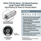 25GA-370 DC Motor 12V Metal Gearbox Large Torque With Encoder