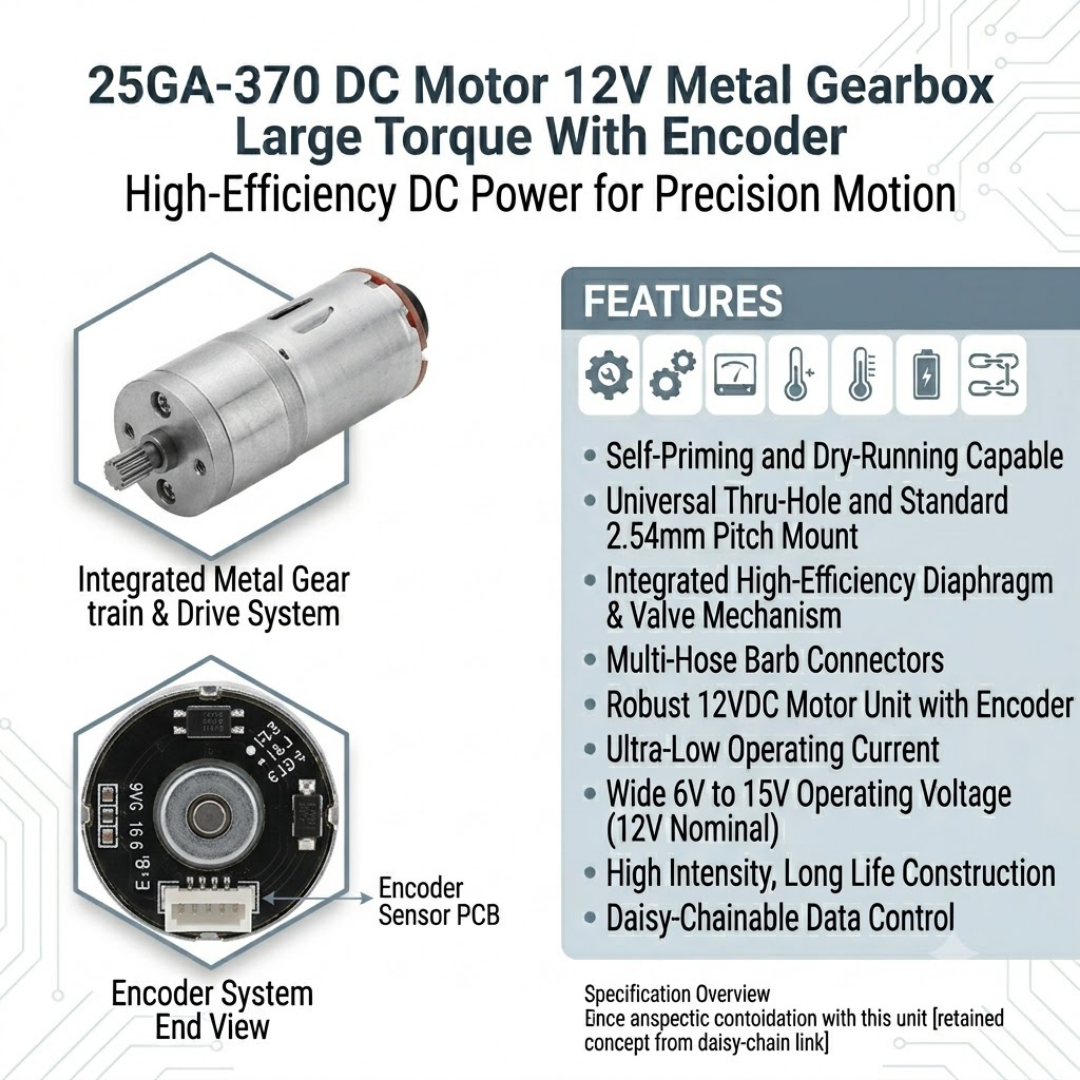 25GA-370 DC Motor 12V Metal Gearbox Large Torque With Encoder