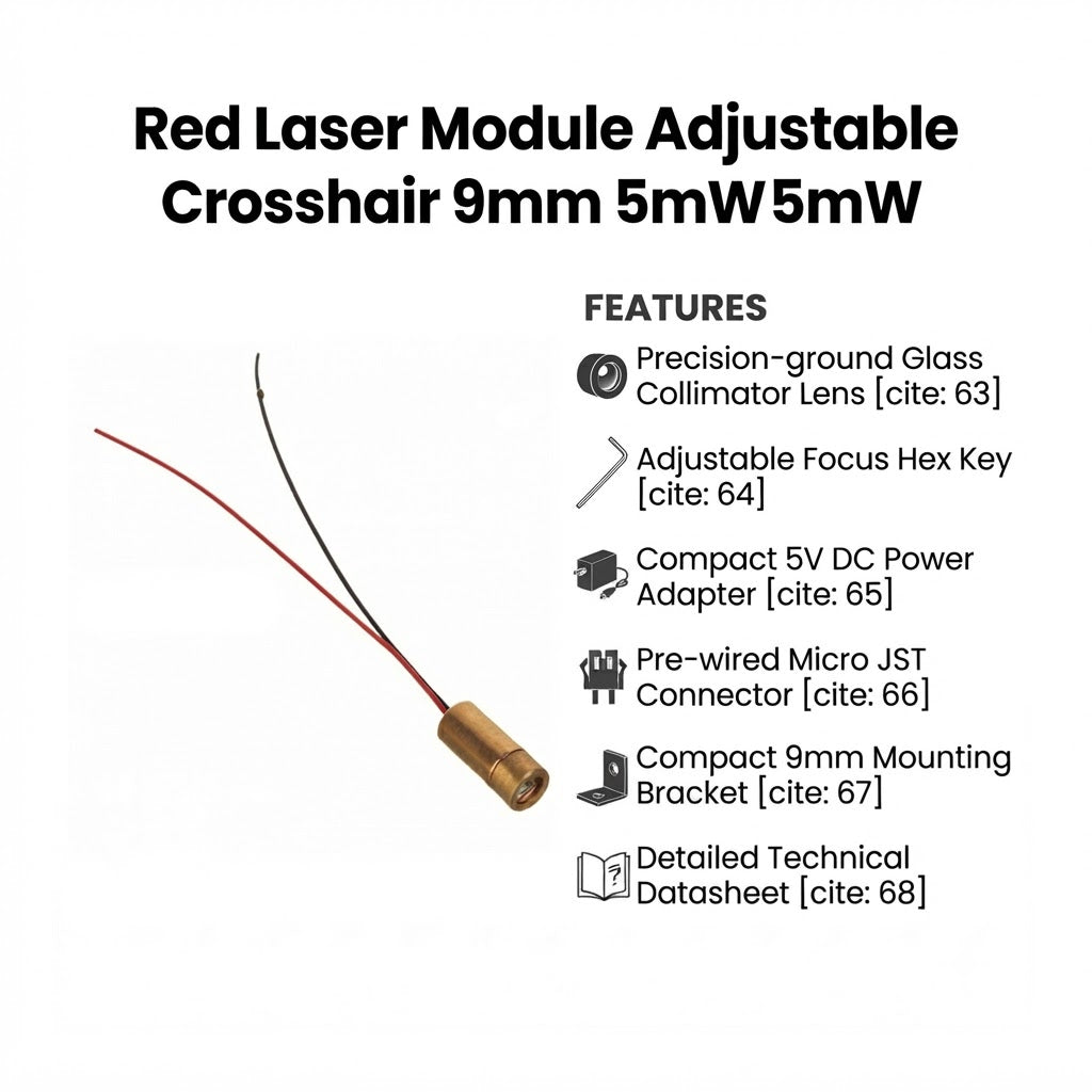 Red Laser Module Adjustable Crosshair 9mm 5mW