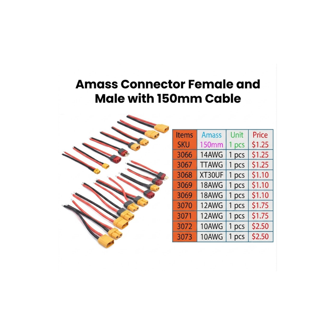 Amass Connector Female and Male with 150mm Cable