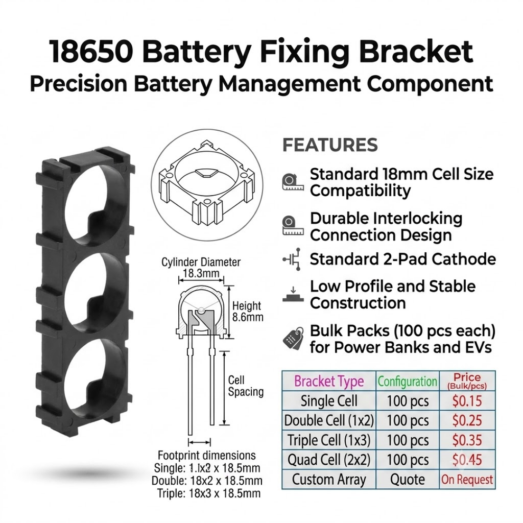 18650 Battery Fixing Bracket 3-SLOTS