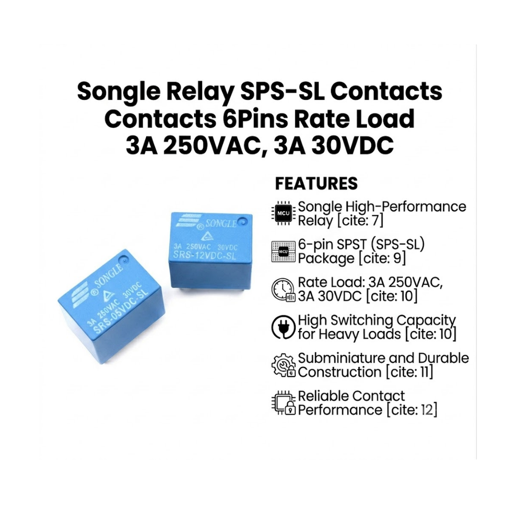 Songle Relay SPS-SL Contacts 6Pins Rate Load 3A 250VAC, 3A 30VDC