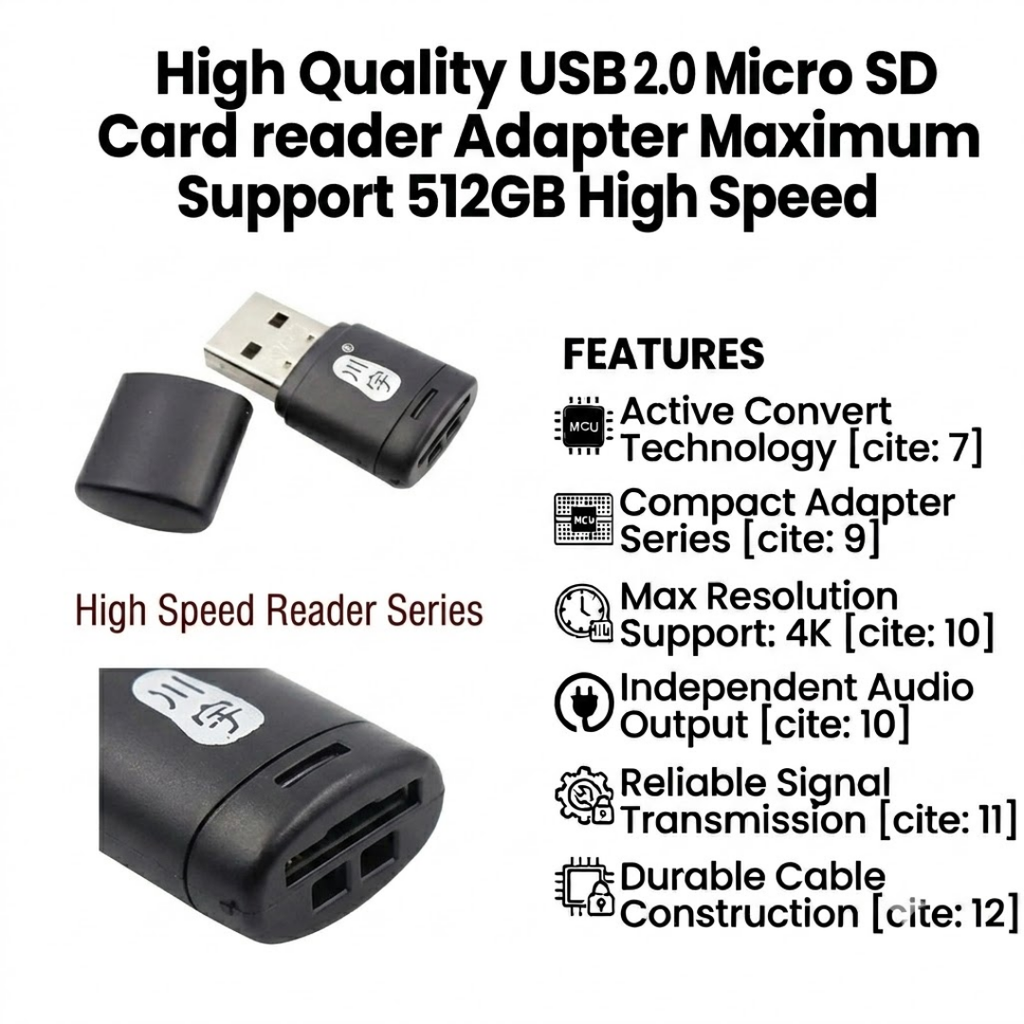 High Quality USB 2.0 Micro SD Card reader Adapter Maximum Support 512GB High Speed