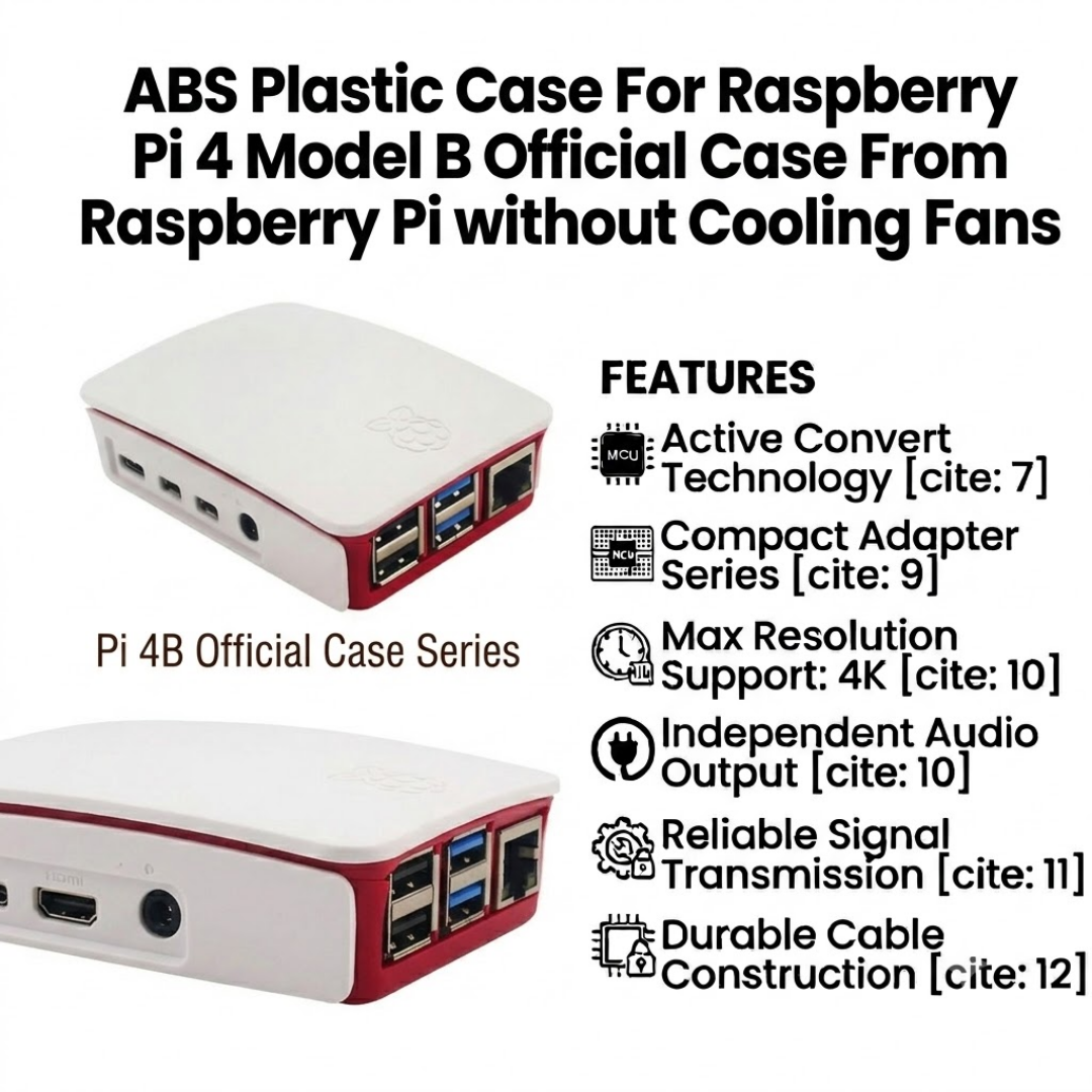 ABS Plastic Case For Raspberry Pi 4 Model B Official Case From Raspberry Pi without Cooling Fans