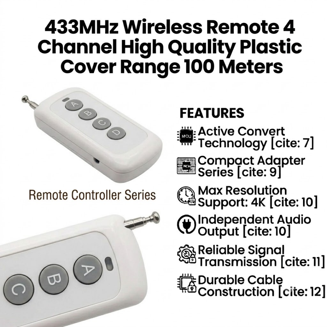 433MHz Wireless Remote 4 Channel Long Distance Rang 1000 Meters