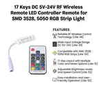 17 Keys DC 5V-24V RF Wireless Remote LED Controller Remote for SMD 3528, 5050 RGB Strip Light