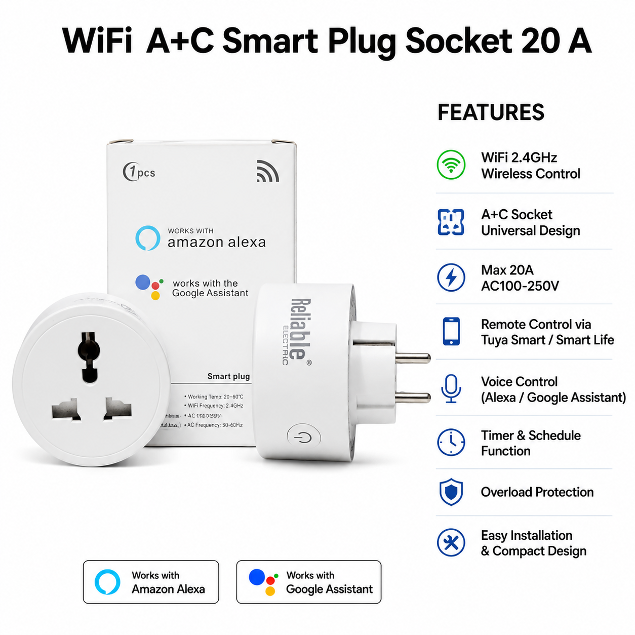2 Pin plug smart switch