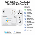 3 Pin USB+ C Type plug smart switch