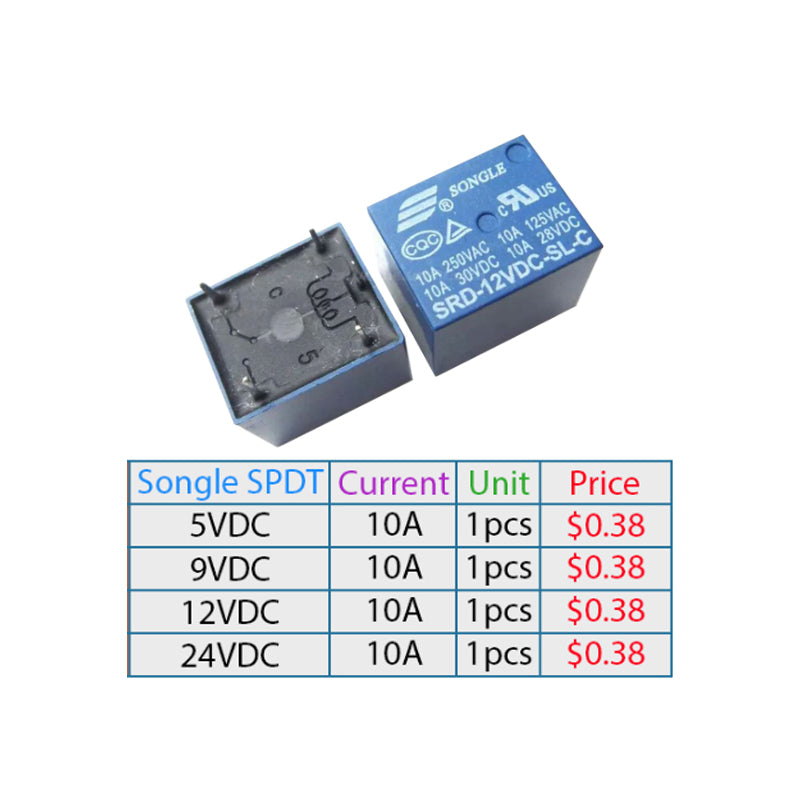 Songle Relay SPDT Contacts 5Pins 10A