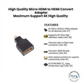 High Quality Micro HDMI to HDMI Convert Adapter Maximum Support 4K High Quality