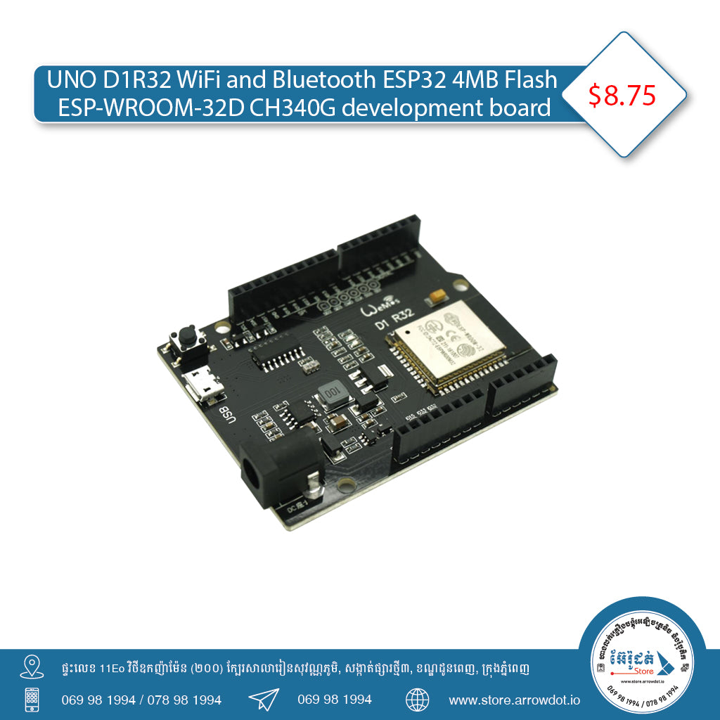 UNO D1R32 Wifi and Bluetooth ESP32 4MB Flash ESP-WROOM-32D CH340G
