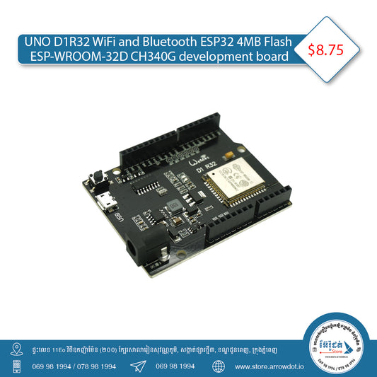 UNO D1R32 Wifi and Bluetooth ESP32 4MB Flash ESP-WROOM-32D CH340G